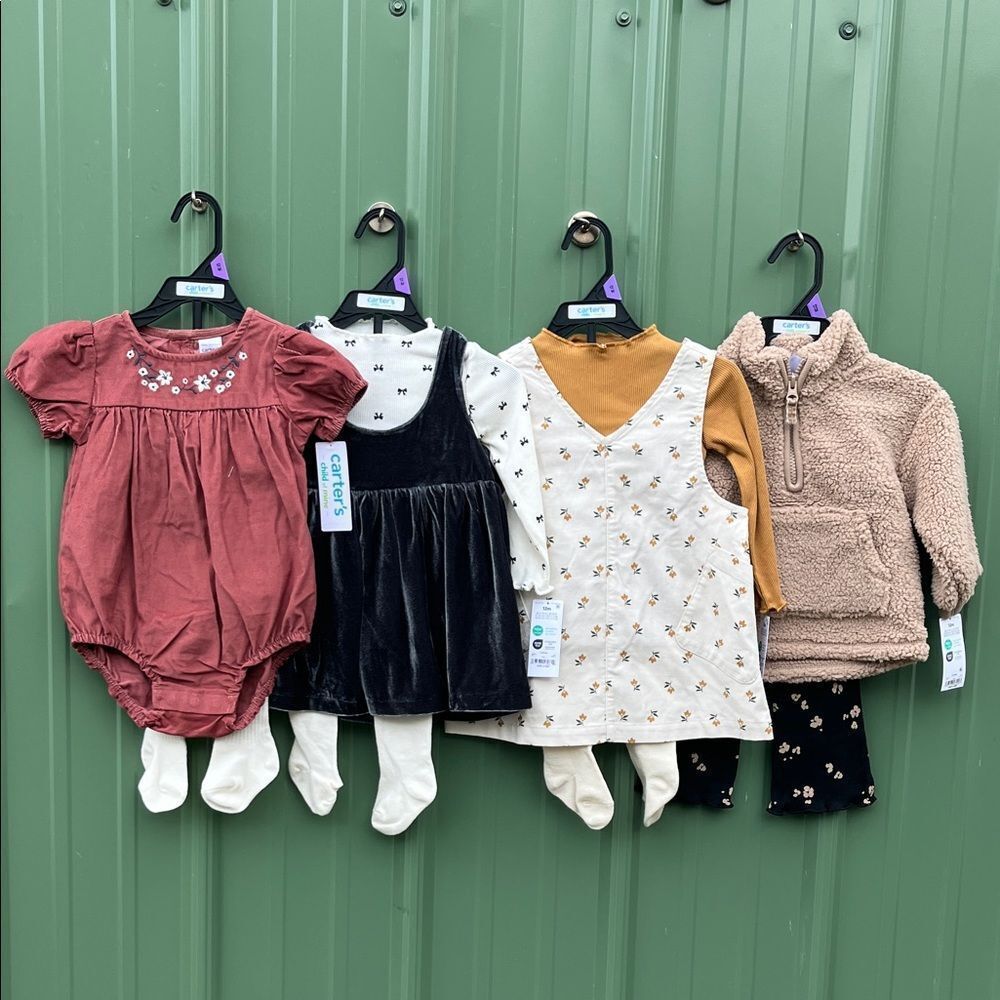 Baby Girl Jumper Dress Tops Pants Tights 10-Piece Bundle Size 12M